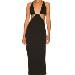 “Cowl back maxi dress in black”
